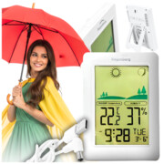 Stacja pogody LCD bezprzewodowa na baterię alarm zegar higrometr czujnik