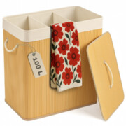 Kosz na pranie bambusowy trzykomorowy beż 100 l