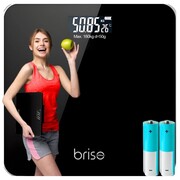 Waga łazienkowa elektroniczna szklana czarna 180kg + baterie nowoczesna | Briso