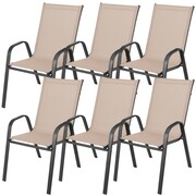 Krzesło ogrodowe metalowe taupe 6 sztuk | GoGarden