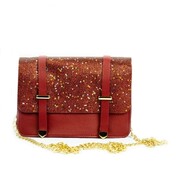 Torebka mała brokat skóra kolory łańcuszek czerwona