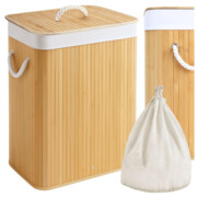 Kosz na pranie zabawki składany bambusowy bieliznę pojemnik duży organizer