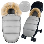Śpiworek otulacz z futerkiem szary zimowy do wózka gondoli sanki+ pokrowiec