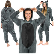Ciepła piżama męska kigurumi onesie szop pracz jednoczęściowa rozpinana