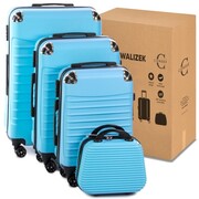 Zestaw walizek z ABS-u 4w1 CONSEÉ z żebrowaniem niebieski