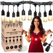 Girlanda ogrodowa świetlna 15m x 15 żarówek e27 wodoodporna ip65 całoroczna
