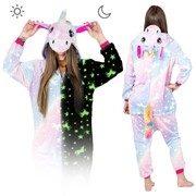 Kigurumi Onesie Piżama tęczowy jednorożec SWIECĄCY W CIEMNOŚCI