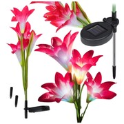Zestaw 2 szt. lamp solarnych do ogrodu kwiaty lilia czerwona