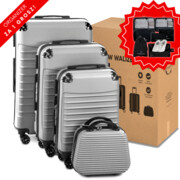 Walizka 4 szt. z ABS-u 4w1 CONSEÉ z żebrowaniem srebrny na prezent