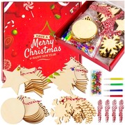 Zestaw ozdoby choinkowe świąteczne drewniane dzieci diy dekoracje bombki