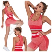 Komplet sportowy na siłownię jogę fitness dwuczęściowy top i szorty biker