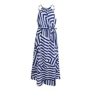 Sukienka długa plażowa paski wiązana letnia grecka biało-niebieska