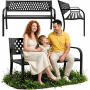 Ławka ogrodowa metalowa ławeczka 120 cm 3 osobowa parkowa czarna cmentarna z oparciem | GoGarden