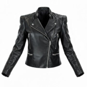 Kurtka damska wiosenna przejściowa ramoneska skórzana pikowana czarna