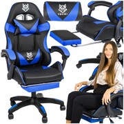 Fotel gamingowy z podnóżkiem VICTORY czarno-niebieski