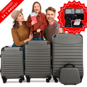 Komplet walizek z ABS-u 4w1 CONSEÉ z żebrowaniem grafitowy zestaw prezentowy