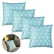 Zestaw 4 szt. poduszek dekoracyjnych wodoodpornych niebieskie 45x45