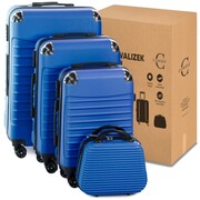 Walizka 4 sztuki z ABS-u 4w1 CONSEÉ z żebrowaniem granatowy zestaw prezentowy