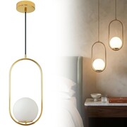 Lampa wisząca złota z białym kloszem kula LED nowoczesna | LedSolution