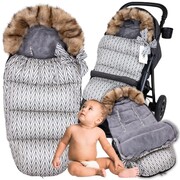 Śpiworek z futerkiem do wózka spacerówki fotelika gondoli na sanki na zimę
