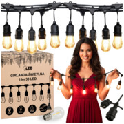 Girlanda ogrodowa świetlna 15m x 30 żarówek e27 wodoodporna ip65 całoroczna