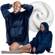 Koc bluza kocobluza gruba oversize z kapturem 2w1 granatowa prezent wygodny