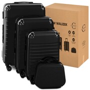 Zestaw walizek z ABS-u 4w1 CONSEÉ z żebrowaniem czarny na prezent