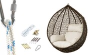 Fotel wiszący bujany kosz huśtawka kokon gniazdo brązowy mocowanie