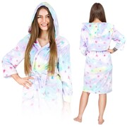 Gruby ciepły szlafrok damski z kapturem – jednorożec
