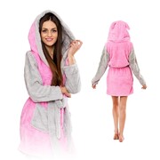 Ciepły pluszowy szlafrok damski króliczek