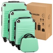 Zestaw walizek z ABS-u 4w1 CONSEÉ z żebrowaniem miętowy na prezent