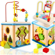 Drewniana kostka edukacyjna dla dzieci zegar