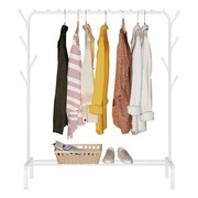 Wieszak stojący na ubrania kurtki do przedpokoju metalowy biały podłogowy