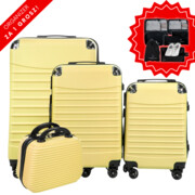 Walizka 4 sztuki z ABS-u 4w1 CONSEÉ z żebrowaniem żółty na wakacje