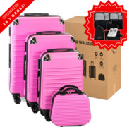 Zestaw walizek z ABS-u 4w1 CONSEÉ z żebrowaniem różowy pod choinkę
