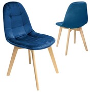 Krzesło nowoczesne skandynawskie tapicerowane do salonu kuchni jadalni welur granatowy