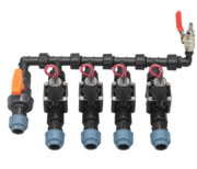 Kolektor do nawadniania 4 sekcje PGV + zawór kulowy + odpowietrznik Hunter