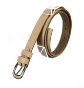 Pasek Damski Skórzany Gładki CezMar (PL) 20 mm Skóra Licowa KREMOWY Wąski