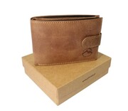 Portfel Męski Skórzany EL FORREST Mały Skóra Bydlęca Poziomy Z Zapinką Jedno Skrzydełko 851 08 RFID BRĄZOWY 11 x 8 x 2 [cm]