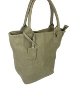Torebka Skórzana MAGRE (PL) KLEOPATRA Shopper Bag Skóra Naturalna Surowa Skóra OLIWKOWY