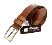 Pasek Skórzany POLSKA GALANTERIA (PL) BRĄZOWY Z TEKSTURĄ Skóra Licowa EXTRA 40 mm 040/10