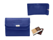 Portfelik Uniwersalny Mała Sakieweczka Skórzana Peterson MARS Skóra Naturalna RFID RD-GC02 NIEBIESKI 10 x 7 x 2 [cm]