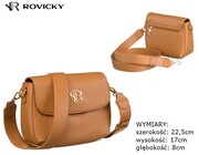 Elegancka I Stylowa Torebka Z Ekologicznej Skóry Włoskiej Rovicky (PL) R-TOR-ALE-1-3738 KARMEL 22,5 x 17 x 8 [cm]