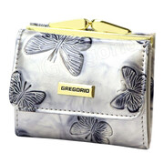 Portfel Damski Skórzany GREGORIO Skóra Licowa Lakierowany Mały Z Klamrą BTS-126 KREMOWY 9.5 x 8 x 2.5 [cm]