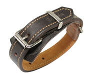 Solidna Obroża Dla Psa Czekoladowa z Beżową Nitką Skóra Naturalna 20 mm 22-30 [cm] WIREX (PL)