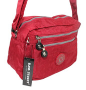 Stylowa Lekka Materiałowa Torba Kresz Wodoodporna Pozioma Średnia Na Ramię Bag Street NR 2245 CZERWONY 28 x 19 x 12 [cm]