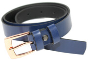 Pasek Damski Skórzany Gładki Arucce (PL) 25 mm Wąski Miedziana Klamra GRANATOWY