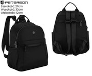Sportowy Praktyczny I Wygodny Plecak Peterson CPY-09 Z Poliestru CZARNY 32 x 27 x 12 [cm]