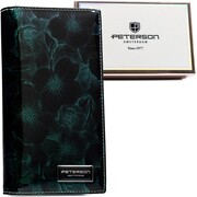 Portfel Damski Skórzany Peterson Lakierowany Długi Z Suwakiem Na Zewnątrz RFID PTN-PS1431 ZIELONY 19,5 x 10 x 3,5 [cm]