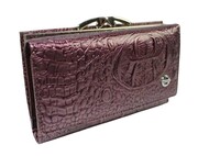 Portfel Damski Skórzany NICOLE Klamra Skóra Naturalna Lakierowana 55020 FIOLETOWY 14,5 x 9 x 2 [cm]